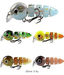55mm 39G Multisection Hook Hard Baits Lures 8 Blood Slot Hooks 5 Colors Mixed Plastic Fishing Gear 5 Pieces Lot WHB105175500