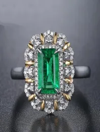 Vintage 925 Sterling Gümüş Yüzük Baget Prenses Emerald Retro Elmas Takı Doğum Günü Teklifi Hediye Antik Katılım Partisi B4250644