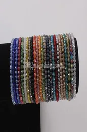 Bracelets de perles à facettes en cristal Briolette de 4mm, brin élastique, Bracelet extensible, bijoux 5839335