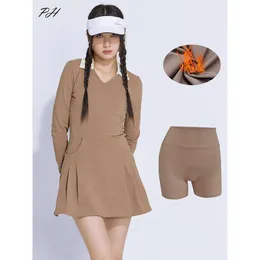 Lu Lu Align Outfits Plüsch Langarm Sport Yoga Lemon LLs Rock Golf Tennis Badminton Sport Yoga Lemon LLs Kurzer Rock Herbst Winter Fitness Sport Yoga Lemon LL Kleid