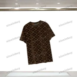 Xinxinbuy Men Designer Tee T Shirt Paris Velvet Fabric Letters Terters Terts Sets Short Sleeve Cotton Women Blue White Black Dark Dark S-4XL