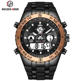 Reloj Hombre GOLDENHOUR Männer Uhr Quarzt Digitale Sport Uhr Männer erkek kol saati Fashion Outdoor armbanduhr Leuchtende Männliche Clock224I