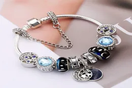 Braccialetti con ciondoli all'ingrosso Bracciale con perline cielo blu Braccialetti in argento 925 retrò vento nazionale stella smalto perline luna Gioielli fai da te con c3884140