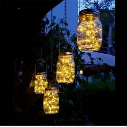 6st Solar Mason Jar Lights 20 LED Hanging String Fairy Solars Lantern Light for Outdoor Patio Garden Yard och Lawn Decoration281a