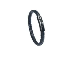 2019 New Design Bangle Jewelry Classic Classic Black Menuine Leather Bracelets最高品質のシンプルなステンレススチールボタンジュエリー