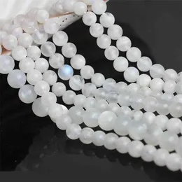 AAA Natural White Moonstone Stone Round Loose for Jewelry Making DIY 6 8 10 mm Gems Beads283W