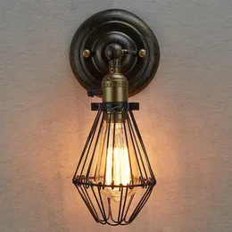 Wandlampen Edison Vintage Kronleuchter Rustikaler Draht hängend Industriekäfig Licht Schlafzimmer Korridor240M