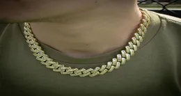 Cadena de eslabones cubanos con punta baguette de 16 mm, chapado en oro blanco de 14 quilates, joyería de circonio cúbico con diamantes, collar de 16 pulgadas y 24 pulgadas 5501374