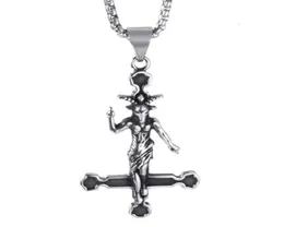 Pendant Necklaces Elfasio Men Stainless Steel Necklace Baphomet Goat Inverted Jewelry Satanic Satan Demon Devil Lucifer Pend16474312477470