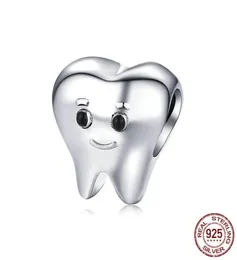 12 genuino argento sterling 925 bel dente fascino perlina in metallo per braccialetto bijoux carino bambino dentista accessorio fai da te ragazza nascitad64876643262015