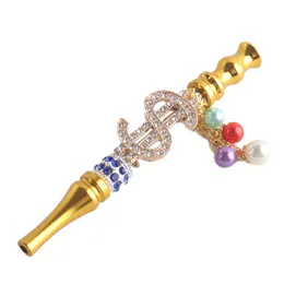 Cachimbos estilo americano piteira de metal com pingente de diamante com strass joias pontas de boca de narguilé joias de metal pontas de narguilé