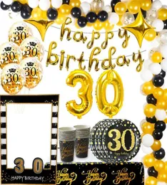 Weigao Goldblack 30th Birthday Balloons LaTex Balloon البالغين ثلاثين 30 Ballons Happy 30 Number Balls Globos Supplies327C6135054