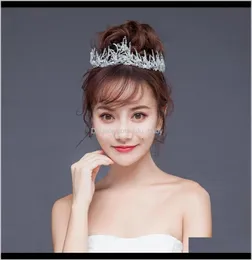 US Warehouse Bridal Headbals Tiara Crown with Rhinestone and Pearl Wedding Headpiece Jewelry Accessoires for Women 7342602