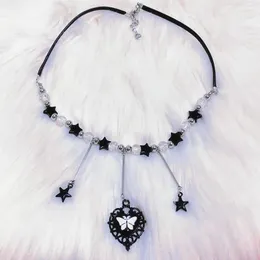 Pendant Necklaces Gothic Jewelry Star Beads Spliced Heart Butterfly Punk Grunge Accessories Korean Fashion Necklace Women