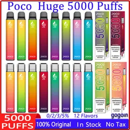 Puff 5k POCO Riesige 5000 Puffs Einweg-Vape-E-Zigaretten 0 % 2 % 5 % 1,2 Ω Mesh-Spule 15 ml vorgefüllter Pod Mesh-Spule 950 mAh wiederaufladbarer Akku Vaper Pen
