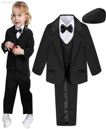 Kläder sätter Black Tuxedo för Baby Boy Infant Wedding Suit Toddler Birthday Party Gift Outfits Dopar Jul Xmas Ceremon6448840