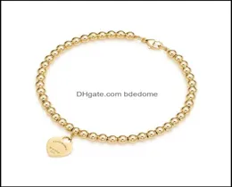 Bärade 100 925 Sterling Sier Tag love Original Classic Hearthaped Rosegold Bead Armband Women smycken gåvor Personlighet Drop D1844229