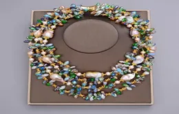 مجوهرات Guaiguai 4 خيوط 25 ملم الأرجواني الأرجواني Keshi Baroque Pearl Colorful Clastal Necklace المصنوعة يدويًا للنساء الأحجار الكريمة الحقيقية Stone LA6793924