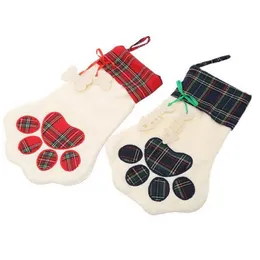 Decorazioni natalizie Nuova vendita Sherpa Paw Stocking Cane e gatto 2 colori Stock Sacchetti regalo di Natale Decorazione Consegna a domicilio Gar Otv7W