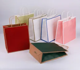 Multifunction Colorful Kraft Paper Wrap Bag Durable Handles Festival High Quality Shopping Handbag Birthday Wedding Gift bags Cust8586898