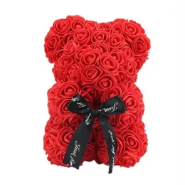 VKTECH Valentinstagsgeschenk, 23 cm, rote Rose, Teddybär, Rosenblume, künstliche Dekoration für Weihnachten, Valentinstag, Geburtstagsgeschenk3234