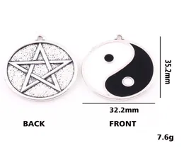 Çift yineli Yin Yang Pentacle Tersinir Kolye Çift Renkli Pentagram Dini Takı Erkekler ve Kadınlar için 6589938