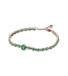 Fine Jewelry Authentic 925 Srebrny srebrny koralik Fit Bracelets Bracelets Link Green Sparkling Pave Tinnis Safety Saetial Saetive Cain