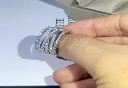 Choucong Luksusowy duży pierścień kwiatowy pełne diamentów w białym złoto pierścionki w stylu zaręczynowe dla kobiet palec ślubny biżuteria 8540515