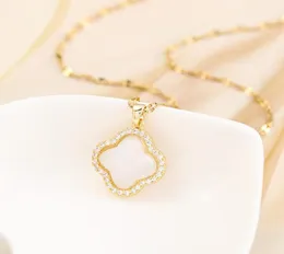 Кулон «Клевер на удачу», ожерелье из нержавеющей стали, микро-паве, женские обручальные украшения4838496