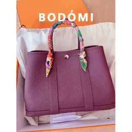 Großhandel Top Original HREMMSS Party Garden Tasche Taschen Online Shop Echtes Ledergarten Tasche große Kapazität tragbares Meeres Anemone Purple haben echtes Logo