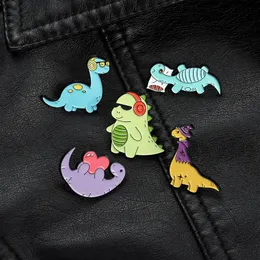 Bunte süße Musik-Dinosaurier-Schlafserie-Broschen, Unisex-Cartoon-Legierung, Herz, Tier, Kleidung, Abzeichen, Zubehör, Hexenhüte, Back211S