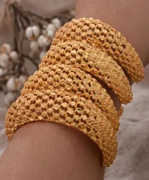 Brazalete de 4 piezas, brazaletes de Dubái, brazalete de Color dorado etíope para mujer, pulsera de boda para novia, joyería árabe africana de Oriente Medio 5175657