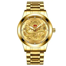 Nieuw merk mannen gouden draak horloges ruby roestvrij staal quartz herenmode diamanten polshorloge charme man zakelijke clock254D