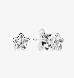 Милые женские серьги-гвоздики с маленькими звездами и бриллиантами CZ, летние украшения из стерлингового серебра 925 пробы, сверкающие серьги с оригинальной коробкой4327316