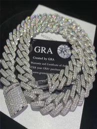 الأسهم Iced Out VVS Moissanite Cuban Bracelet 925 Silver Bling Moissanite Diamond Cuban Caze Hip Hop Men Netclace4214714