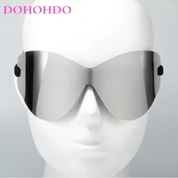 Sunglasses DOHOHDO Retro Oversized Tying Rope For Women Men Brand Designe One Piece Rimless Punk Sport Goggles UV400 Sun Glasses