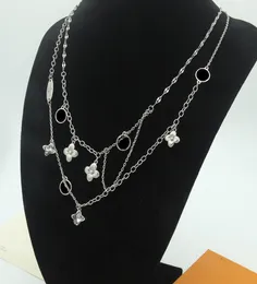 Designer de luxo jóias pingente charme colar pulseira carta quatro folhas floral cinto diamante dupla camada colar com diamante ch2354077