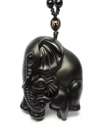 2019 Ano Obsidiano Natural Stone Mão de elefante esculpido Good Luck Charm Pinging3294113