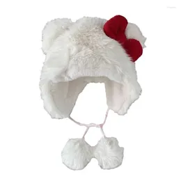 Gorras de bola Invierno Cálido Oso de gran tamaño Sombrero Año Decoraciones de fiesta Etapa festiva Espectáculos Furry Ear Bow Hats Tocado