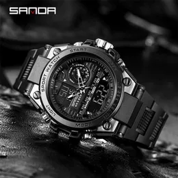 Sanda G 스타일의 남성 디지털 시계 Thock Military Sports Watches Dual Display 방수 전자 손목 시계 relogio masculino 2202246d