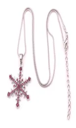 X7 Collana con ciondolo in cristallo tono argento con neve 18quot Fiocco di neve Inverno Vacanze natalizie Goccia di gioielli 3184238