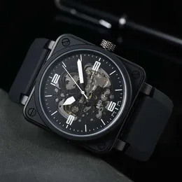 Designer di lusso di moda BR Beller Nuovo cinturino sportivo in caucciù da uomo Orologi da polso da uomo Prodotto automatico Micro Orologio da uomo quadrato B completamente meccanico con nastro