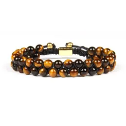 Braccialetti di fascino uomo bracciale doppio perline da 6 mm naturale per perle di pietra per occhi tigre rame amicizia drop drop dropesegne 2021 7059487