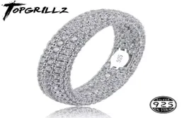 Kvalitet 925 Sterling Silver Stamp Ring Full Iced Out Cubic Zirconia Mens Kvinnliga förlovningsringar Charm smycken för gåvor 2110128648892