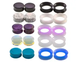 10 Par Nature Stone Ear Plugs Silicone Tunnels Double Flare mätare Ear Bårar Earlet Expanders Body Piercing Smycken 616mm MI1625783