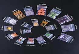100pcslot küçük çizgi film baskılı şeffaf ziplock torba yeniden kullanılabilir gıda fermuar hapı tohum tozu depolama torbaları7580592