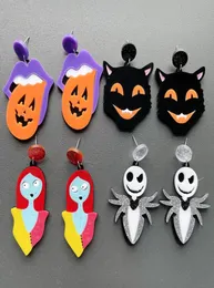 4 Stil Halloween baumeln Ohrring Frau Geist Mund Schädel schwarze Katze Kürbis Tropfen Ohrringe für Frauen Schmuck trendige Acryl Accessor2829455