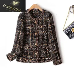 Womens Wool Blends Woolen Jackets 2024 Högkvalitativ tweed Slim Croped Top Light Luxury Full Sleeve Sticking Autumn Winter Coat for Women 4XL 231212