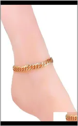 Fußkettchen Drop Delivery 2021 Sommerschmuckfuß auf das Bein Gold Farbarmband Knöchelkette Kochbrand Armbänder für Frauen JTUEG2816161