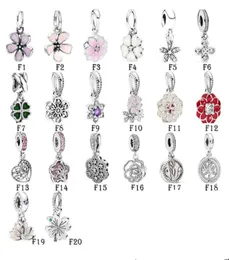 NEW 925 Sterling Silver Fit Charms Bracelets Spring Flowers Daisy Rose Clover Family Tree Charm for European Women Wedding Original Fashion Jewelry8919268